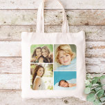 Anpassningsbar Family Photo Collage Tote bags Tygkasse<br><div class="desc">Tvätta personligen med en fyrkantig kollage av 4 bilder från din anpassningsbar-familj. Klicka på Anpassa om du vill flytta foton runt,  lägga till text och skapa din egen unika design av ett slag. Underbar gåva till familj,  vänner,  föräldrar och mor- och farföräldrar!</div>