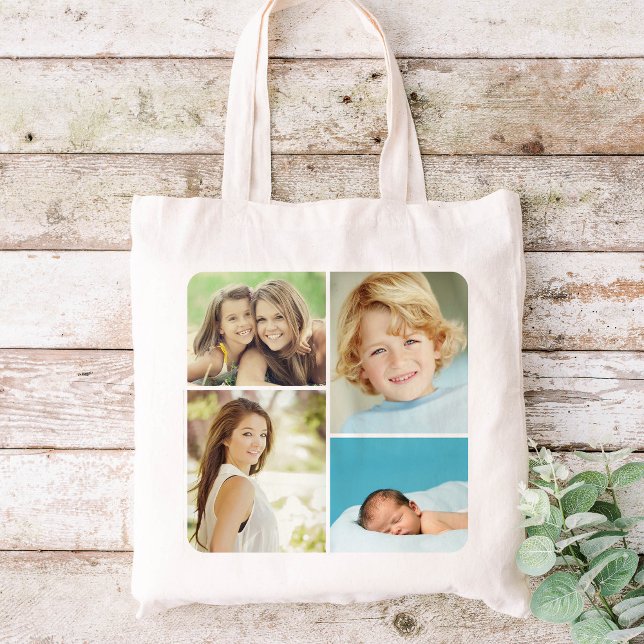 Anpassningsbar Family Photo Collage Tote bags Tygkasse (Skapare uppladdad)