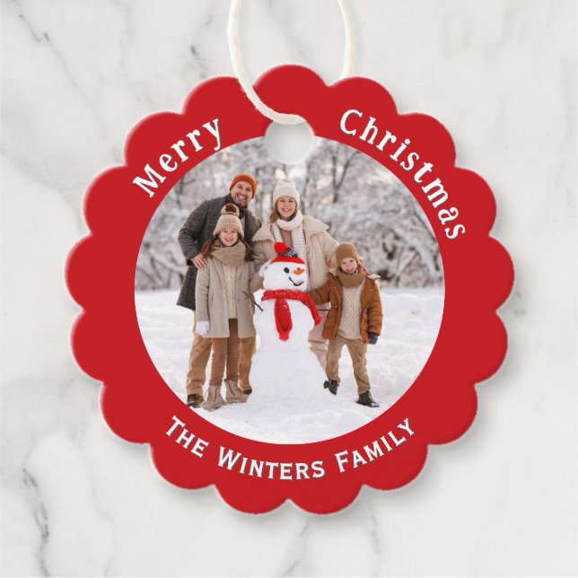 Anpassningsbar Family Photo God jul Helgdag Gåvor Etiketter (Framsida)
