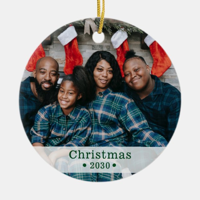 Anpassningsbar Family Photo Helgdag Ceramic Orname Julgransprydnad Keramik (Framsidan)