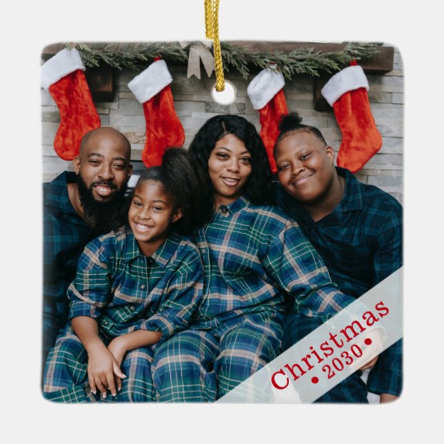 Anpassningsbar Family Photo Helgdag Ceramic Orname Julgransprydnad Keramik (Framsida)