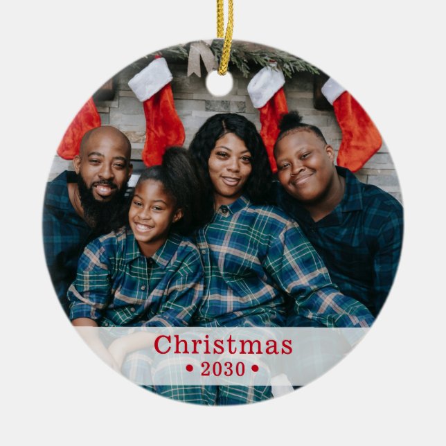 Anpassningsbar Family Photo Helgdag Ceramic Orname Julgransprydnad Keramik (Framsidan)