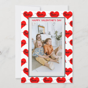 Anpassningsbar Family Photo Kärlek Heart Valentine Julkort
