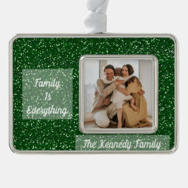 Anpassningsbar Family Photo, Namn och Quote Grönt Julgransprydnad