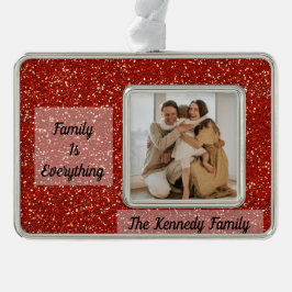 Anpassningsbar Family Photo, Namn och Quote Red Gl Julgransprydnad