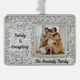 Anpassningsbar Family Photo, Namn och Quote Silver Julgransprydnad