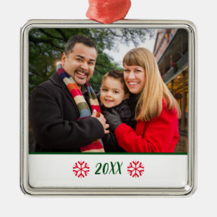 Anpassningsbar Family Photo Red Snowflake jul Julgransprydnad Metall