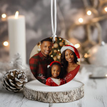 Anpassningsbar Family Photo Two Sided jul Ornament