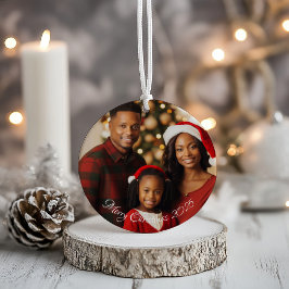 Anpassningsbar Family Photo Two Sided jul Ornament