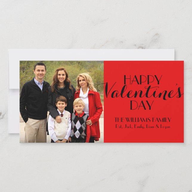 Anpassningsbar Family Photo Valentine Card Julkort (Framsida)