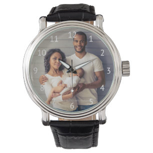 Anpassningsbar Family Photo White Nummer Armbandsur