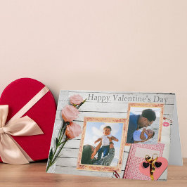 Anpassningsbar Family Photos Rustic Valentiness Ro Helgkort