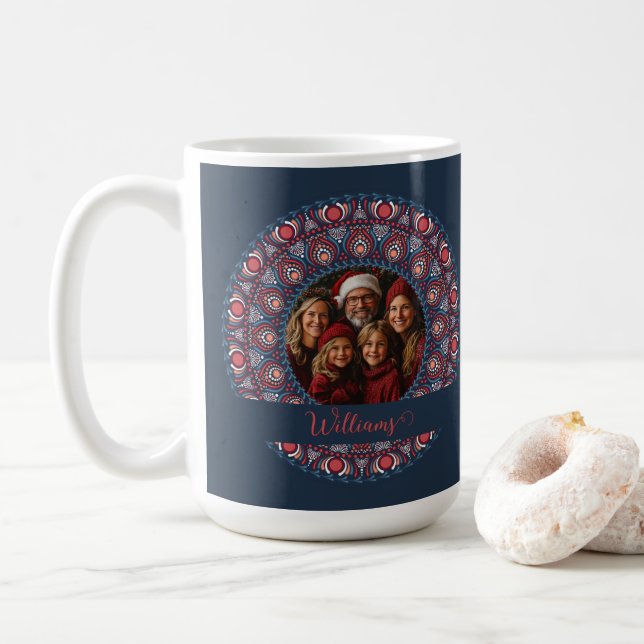 Anpassningsbar Family Porträtt Russet-julen Mandal Kaffemugg (Med munk)