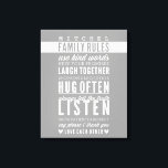 ANPASSNINGSBAR FAMILY REGLER modern typografi cool Canvastryck<br><div class="desc">Pressa väggarna i vardagsrummet med denna positiva bekräftelsetext - en varm påminnelse för en familj i lycklig. Det är enkelt att anpassa konfigurationen som mall med din egen text - gör den till din egen! Slå bara knappen "Anpassa" och lägg till/ändra texten, typsnitt, storlekt, färger t.o.m. lägg till bild =)...</div>
