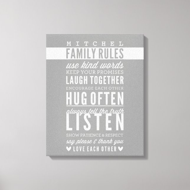 ANPASSNINGSBAR FAMILY REGLER modern typografi cool Canvastryck (Framsida)
