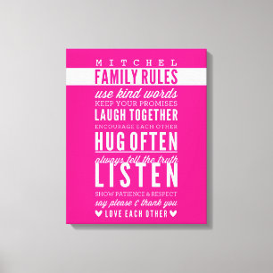 ANPASSNINGSBAR FAMILY REGLER modern typografi fet Canvastryck