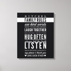 ANPASSNINGSBAR FAMILY REGLER modern typografi fet  Canvastryck