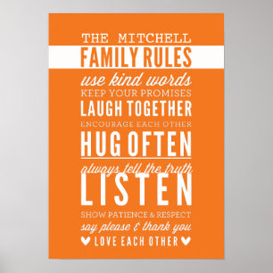 ANPASSNINGSBAR FAMILY REGLER modern typografi fet Poster