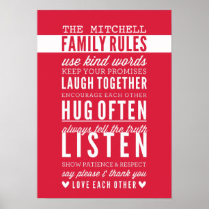 ANPASSNINGSBAR FAMILY REGLER modern typografi ljus Poster