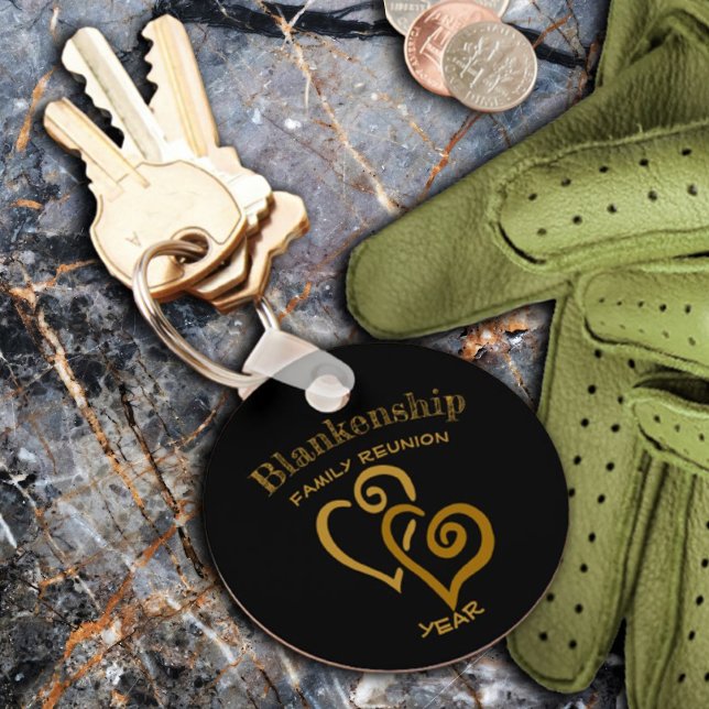 Anpassningsbar Family Reunion Black Guld-länkade H Nyckelring (Skapare uppladdad)