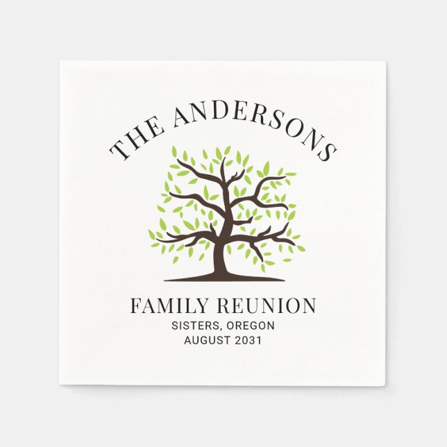 Anpassningsbar Family Reunion Genealogy Träd Pappersservett (Framsidan)