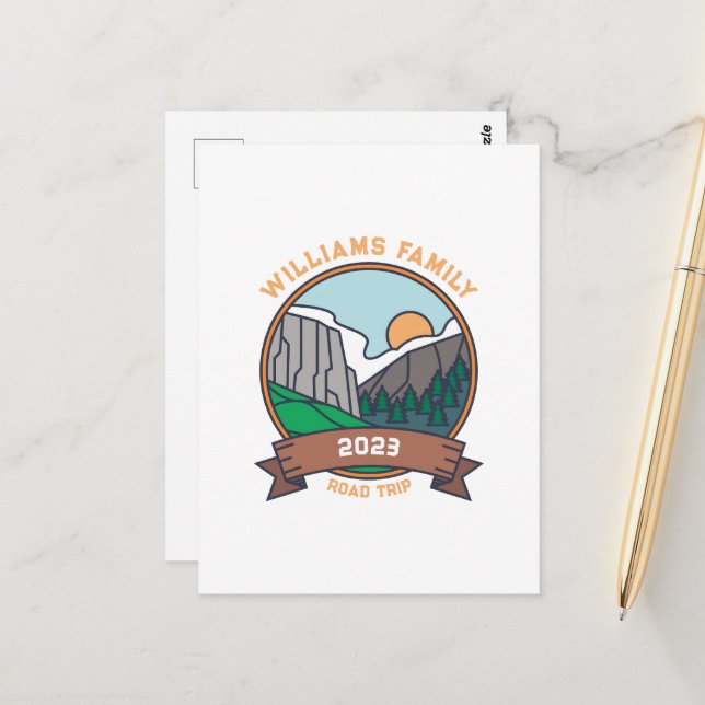 Anpassningsbar Family Reunion Road Resa Mountain Vykort (Fram/Back In Situ)