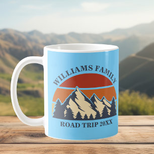 Anpassningsbar Family Road Resa Blue Camping Sunse Kaffemugg
