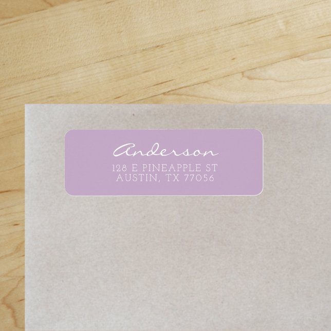 Anpassningsbar Family Script | Lavender | RETURADR Returadress Etikett ("Everyday is abundantly beautiful." 
Sincerely Best Wishes from Lucky Design World)