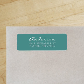 Anpassningsbar Family Script | Teal | RETURADRESS Etikett