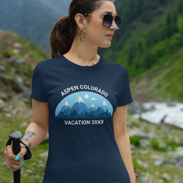 Anpassningsbar Family Ski Resa Blue Mountain Women T Shirt