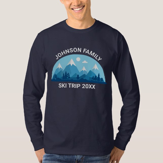Anpassningsbar Family Ski Resa Winter Vacation Lån T Shirt (Framsida)