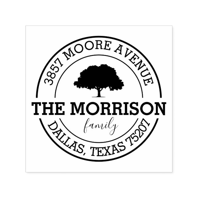 Anpassningsbar Family Träd | Namn, Returadress Självfärgande Stämpel (Design)