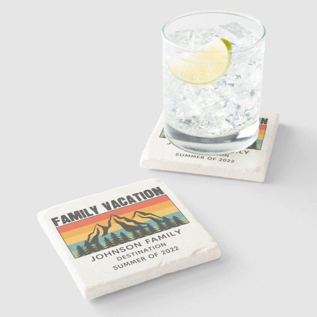 Anpassningsbar Family Vacation Mountains Hiking Ca Stenunderlägg (Sidan)