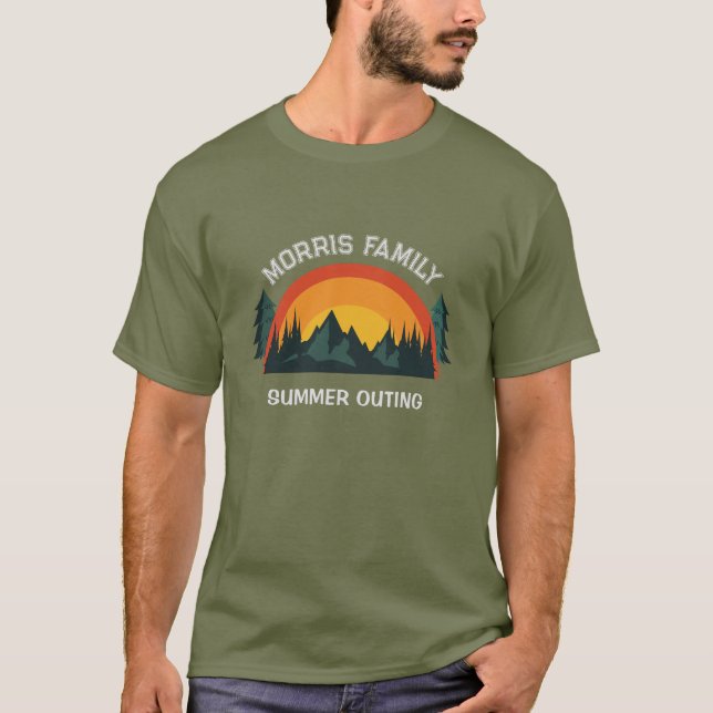 Anpassningsbar Family Vacation Retro Mountain T-Sh T Shirt (Framsida)