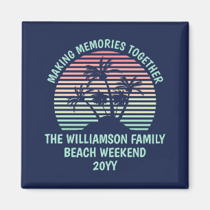 Anpassningsbar Family Vacation Retro Tropical Beac Magnet