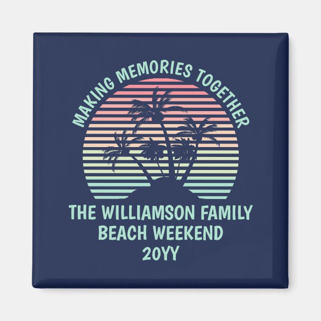 Anpassningsbar Family Vacation Retro Tropical Beac Magnet (Framsidan)