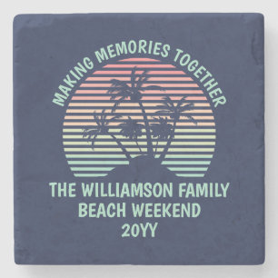 Anpassningsbar Family Vacation Retro Tropical Beac Stenunderlägg