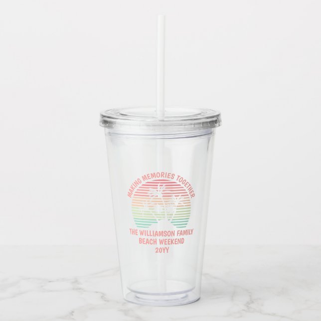 Anpassningsbar Family Vacation Retro Tropical Beac Take Away Mugg (Framsida)