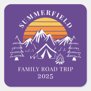 Anpassningsbar Family Vacation Road Resa Camping Fyrkantigt Klistermärke