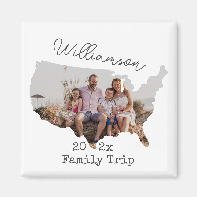 Anpassningsbar Family Vacation USA Road Resa Famil Magnet (Framsidan)