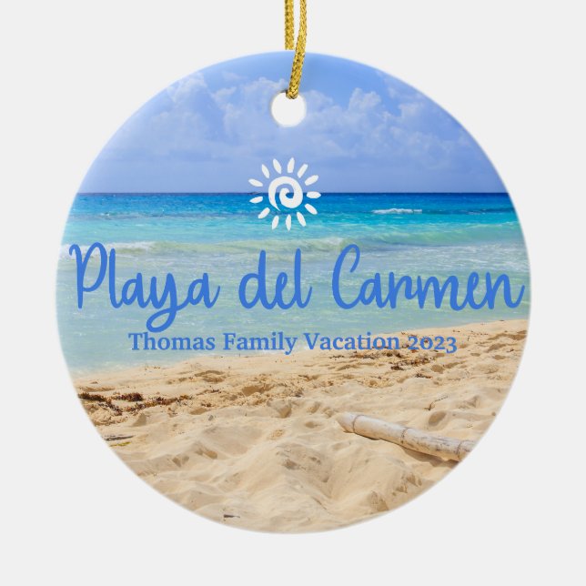 Anpassningsbar FamilyPlaya Del Carmen Vacation jul Julgransprydnad Keramik (Framsidan)