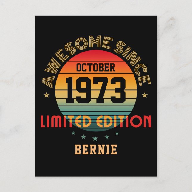 Anpassningsbar fantastisk födelsedagsår månad namn vykort (Framsida)