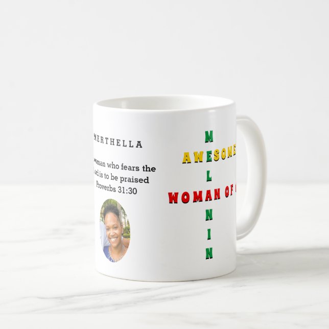 Anpassningsbar Fantastisk Melanin WOMAN OF GOD Pho Kaffemugg (Framsida höger)