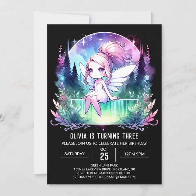Anpassningsbar Fantasy Fairy Birthday Inbjudningar (Framsida)