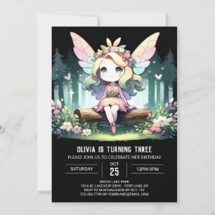 Anpassningsbar Fantasy Fairy Birthday Inbjudningar