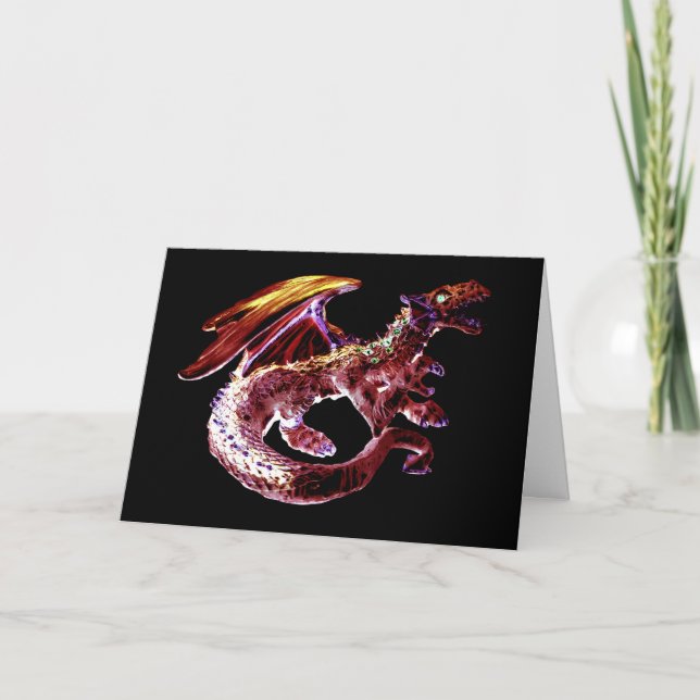 Anpassningsbar Fantasy Ruby Röd Drakes Julkort Kort (Framsida)