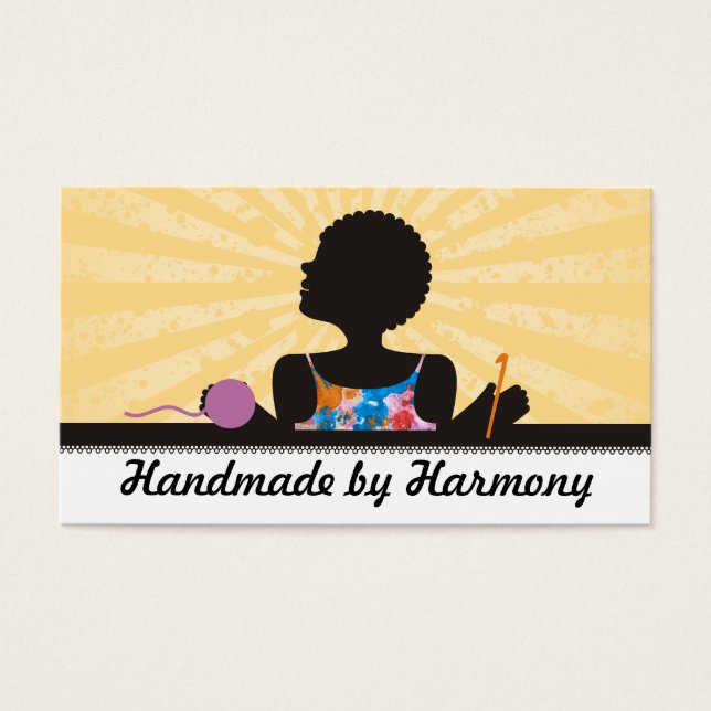 Anpassningsbar färg-amerikansk flickkrokgarn visitkort (Framsidan)