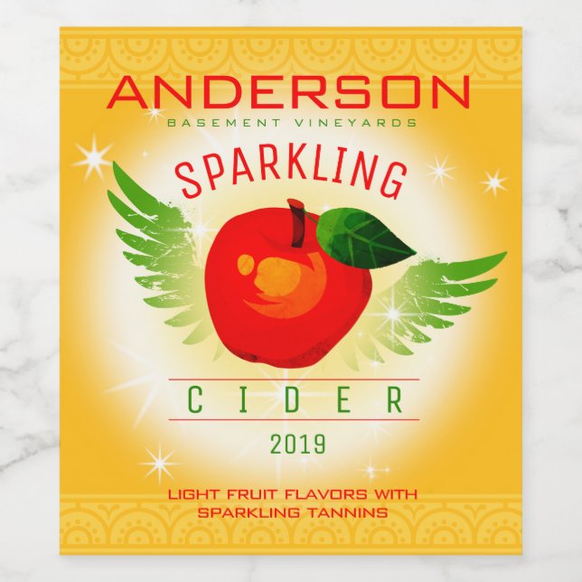 Anpassningsbar färg äppelciderhememade vin vinflaska etikett (Singel etikett)
