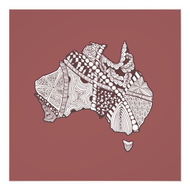 Anpassningsbar Färg Australien Karta Art Fototryck (Framsidan)