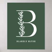 Anpassningsbar Färg Blommigt Monogram Brev B Namn